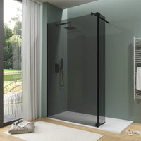Doccia walk-in 60cm + anta 30cm vetro 8mm fumé profili neri | Keros