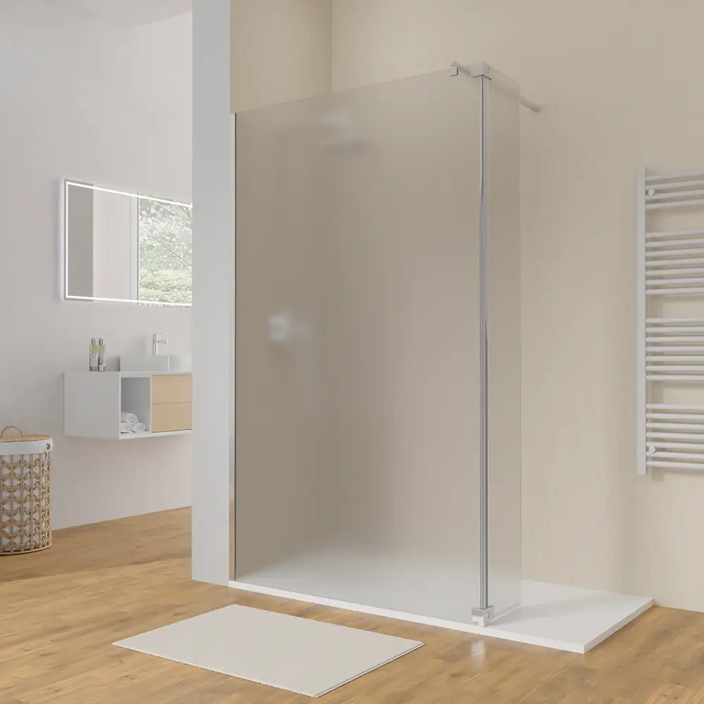 Doccia walk-in 80cm + anta 30cm vetro 8mm opaco profili cromo | Keros