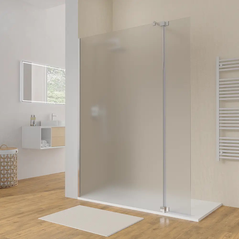 Doccia walk-in 80cm + anta 30cm vetro 8mm opaco profili cromo | Keros