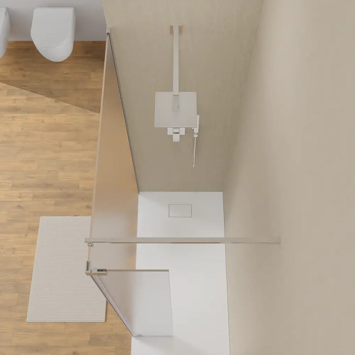 Doccia walk-in 150cm + anta 30cm vetro 8mm opaco profili cromo | Keros