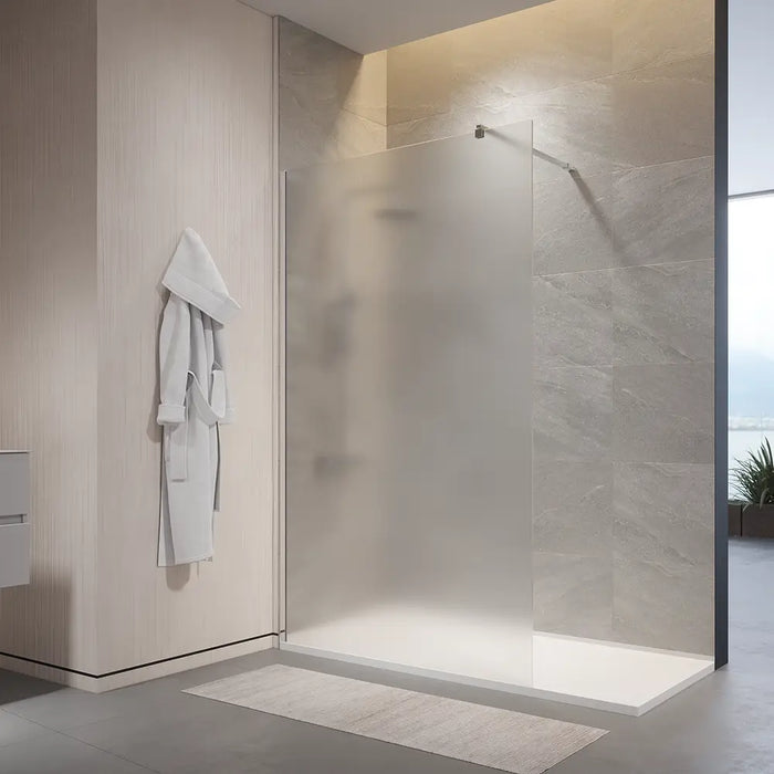 Doccia walk-in 150cm vetro temperato anticalcare 10mm opaco profili cromati | Naxos
