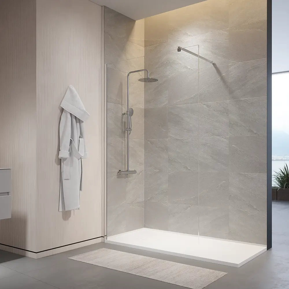 Doccia walk-in 80cm vetro 10mm trasparente profili cromati | Naxos