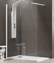 Parete Walkin Trasparente 8mm Anticalcare Profili Bianco Opaco H200cm - 160 cm