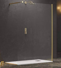 Parete Walkin Trasparente 8mm Anticalcare H200 Profili Color Oro - 60 cm