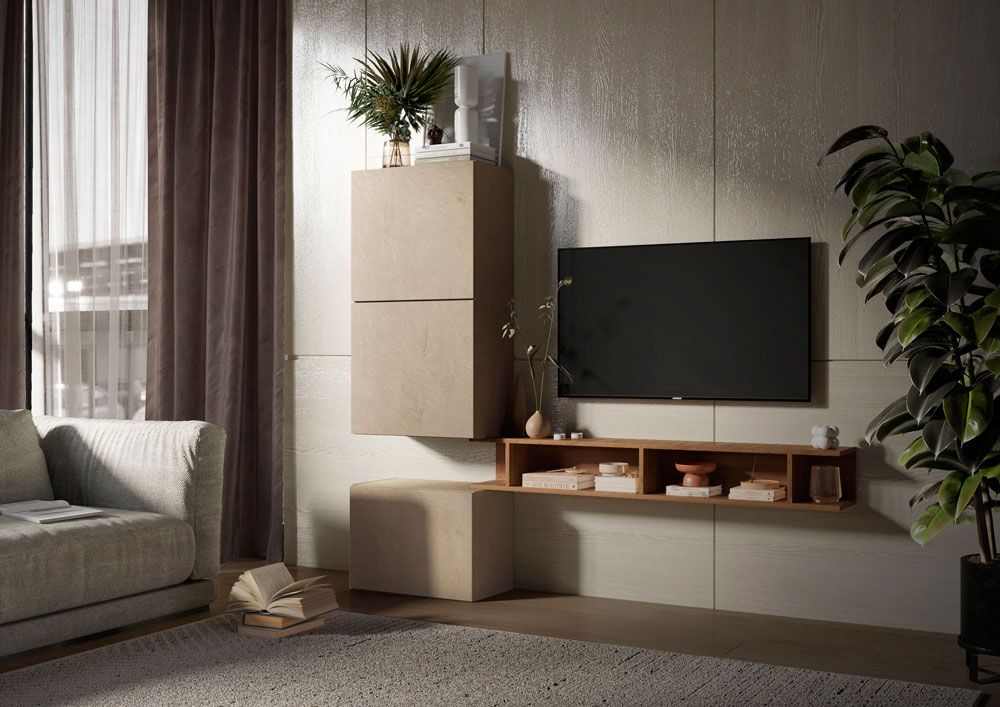 Parete attrezzata da ingresso, finitura Argilla e Mercure ZLCINFNCOMPN51