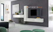 Parete attrezzata composta da pensili Bianco lucido, Ossido e Beton, ZLCIFCOMP47