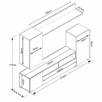 PARETE SOGGIORNO BRIDGE BIANCO E ROVERE CHIARO