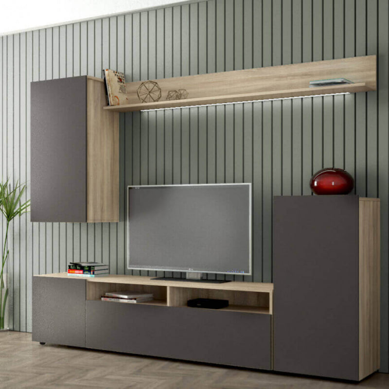 PARETE SOGGIORNO BRIDGE OLMO E GRIGIO