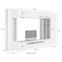 Parete soggiorno Egypt – 290x191x40cm – Bianco Lucido e Cemento