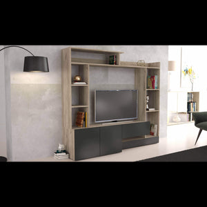 PARETE SOGGIORNO ENTRY ANTRACITE E OLMO