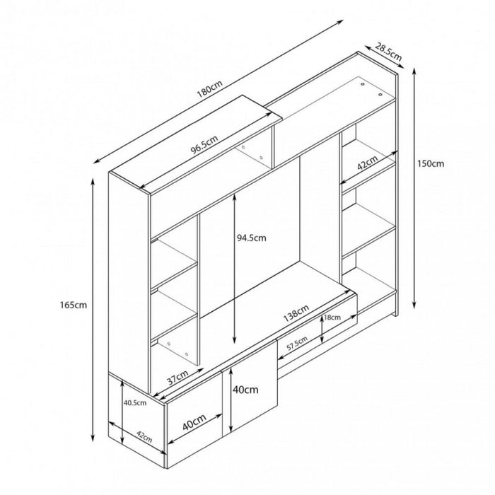 PARETE SOGGIORNO ENTRY ANTRACITE E OLMO