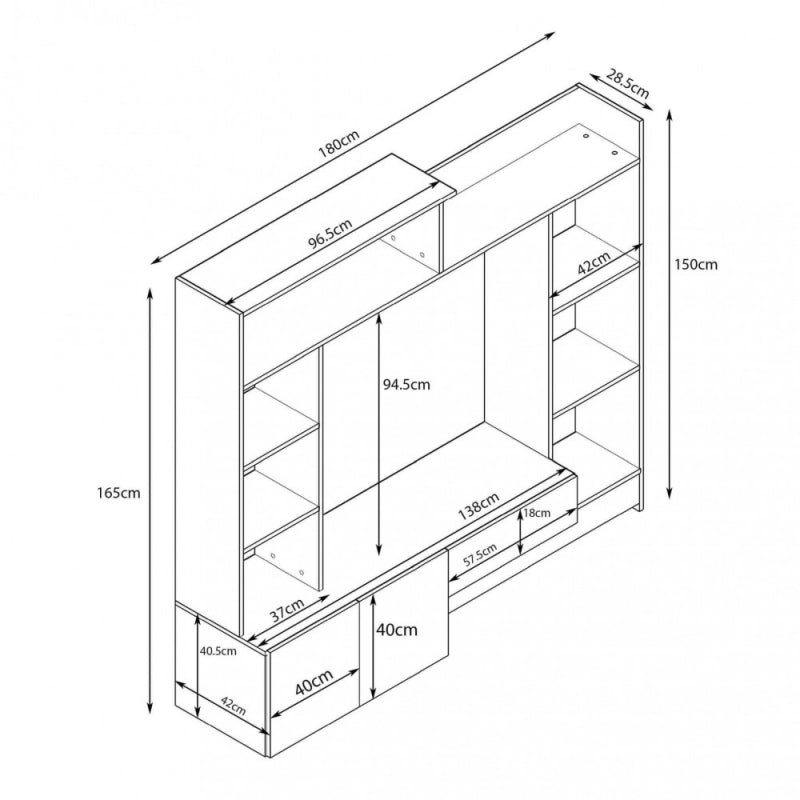 PARETE SOGGIORNO ENTRY ANTRACITE E OLMO