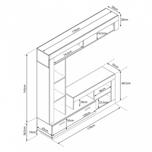 PARETE SOGGIORNO LEONARD ANTRACITE E PINO CHIARO