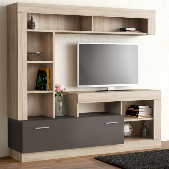 PARETE SOGGIORNO LEONARD OLMO E GRIGIO