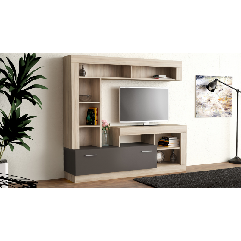 PARETE SOGGIORNO LEONARD OLMO E GRIGIO