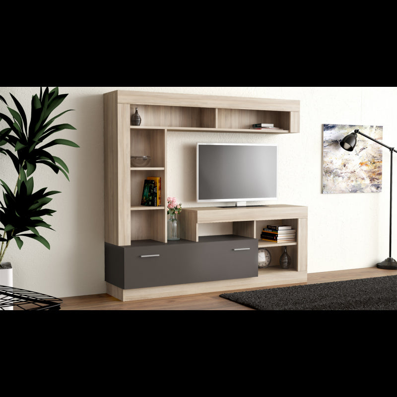 PARETE SOGGIORNO LEONARD OLMO E GRIGIO