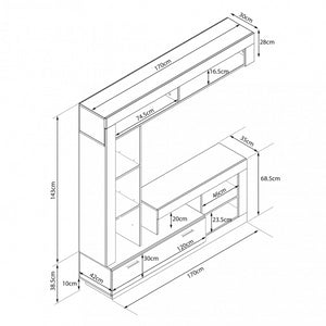PARETE SOGGIORNO LEONARD PINO CHIARO E GRIGIO
