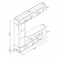 PARETE SOGGIORNO LEONARD PINO CHIARO E GRIGIO