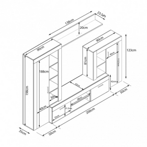 PARETE SOGGIORNO NOBEL ANTRACITE E QUERCIA CHIARO