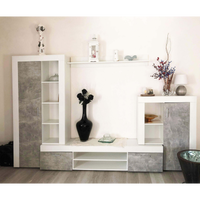 PARETE SOGGIORNO NOBEL BIANCO E GRIGIO EFFETTO CEMENTO