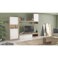 PARETE SOGGIORNO ROOMY BIANCO E ROVERE CHIARO