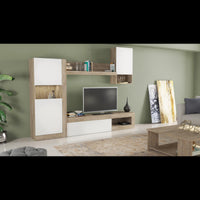 PARETE SOGGIORNO ROOMY BIANCO E ROVERE CHIARO