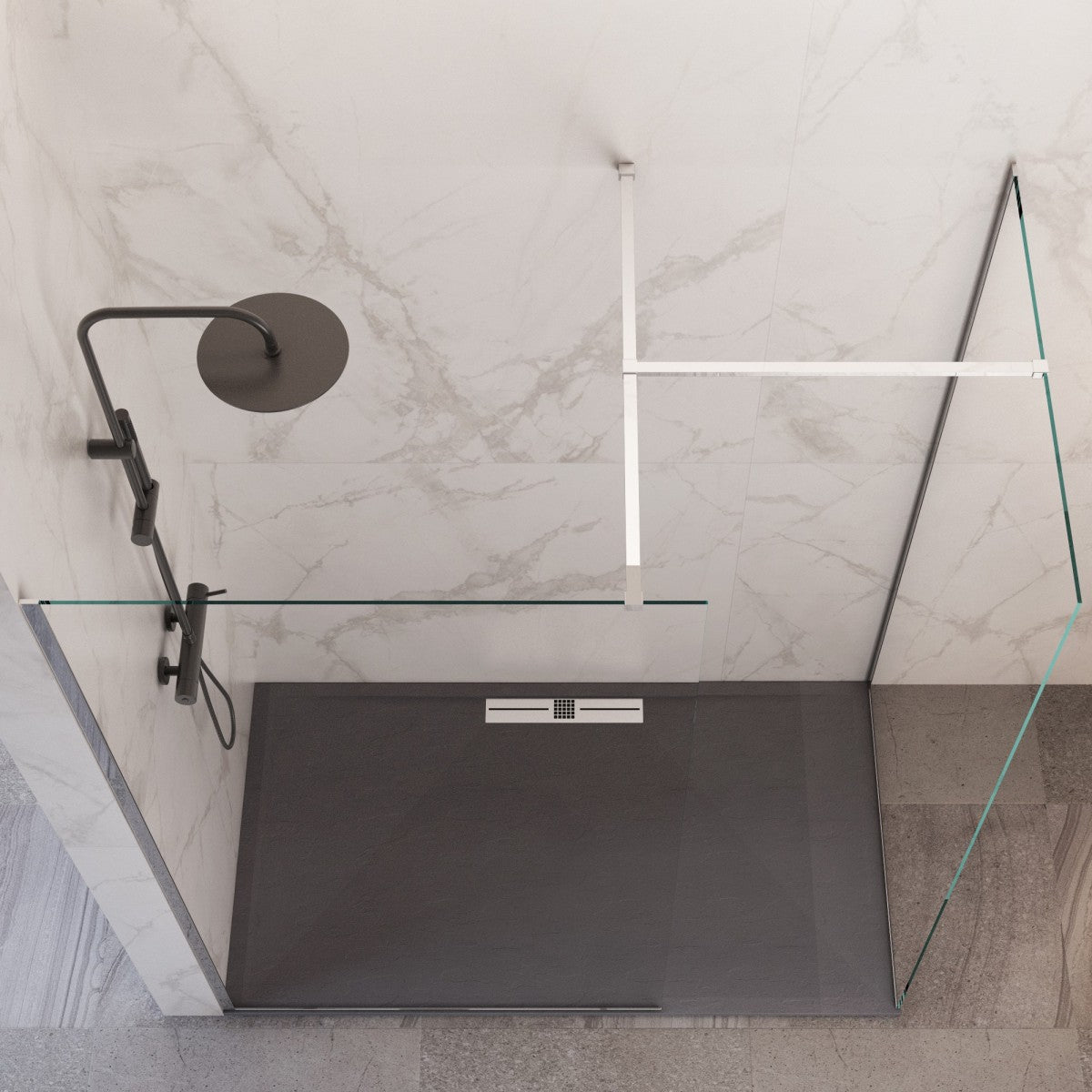 Box doccia due lati con ingresso libero 8mm anticalcare, misura 100x100