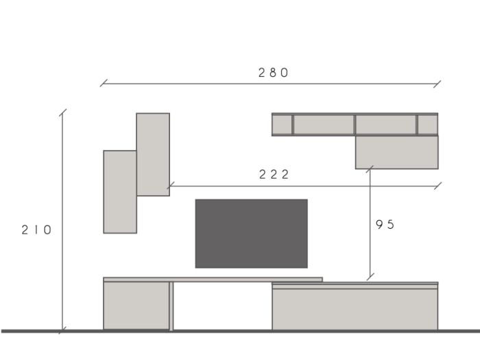 Soggiorno moderno Made in Italy, finitura Gesso e Bianco Lucido ZLCINFNCOMPN32