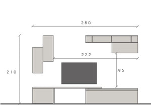 Soggiorno moderno Made in Italy, finitura Gesso e Bianco Lucido ZLCINFNCOMPN32