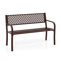 Panca da giardino da 127 cm per esterni panca in metallo, Schienale motivo geometrico Bronzo-Panchine