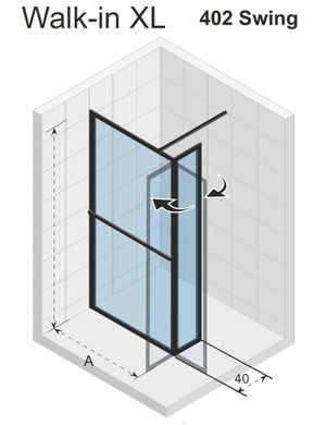 Parete doccia walk-in LUCID 402 SWING RIHO 90x40x200 cm