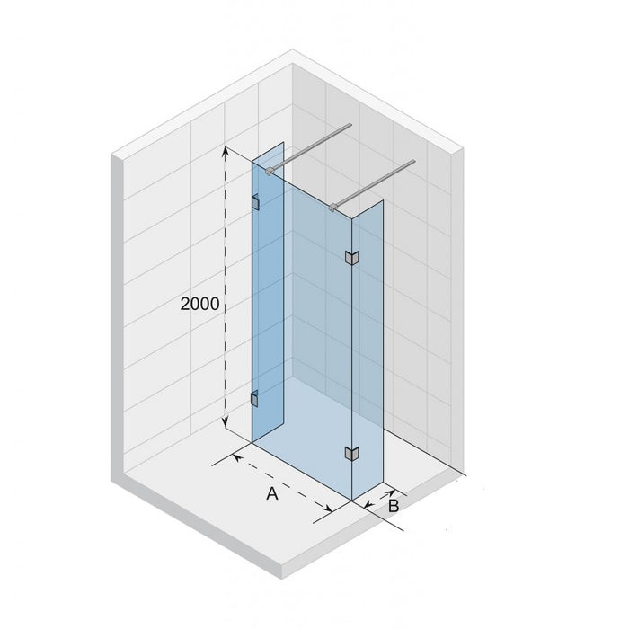 SCANDIC NXT 202 RIHO 156x37 x200 cm cabina doccia con cerniere cromate