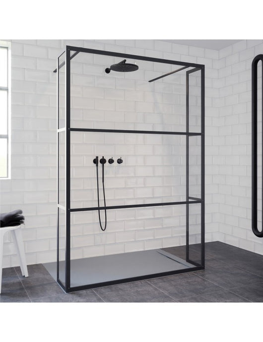 Parete doccia walk-in italiana con 2 pareti fisse GRID 404 RIHO 100x200 cm