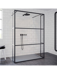 Parete doccia walk-in italiana con 2 pareti fisse GRID 404 RIHO 140x200 cm