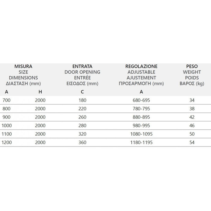 Parete doccia scorrevole SANTORINI 100 profilo cromato 120 x200cm
