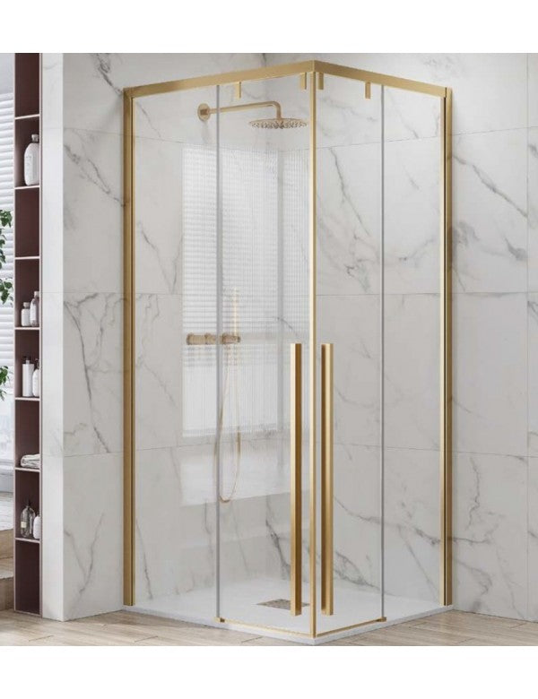 Parete doccia scorrevole SANTORINI 100 profilo oro rosa 80 x200 cm