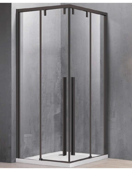 Parete doccia scorrevole SANTORINI 100 profilo nero 120 x200cm