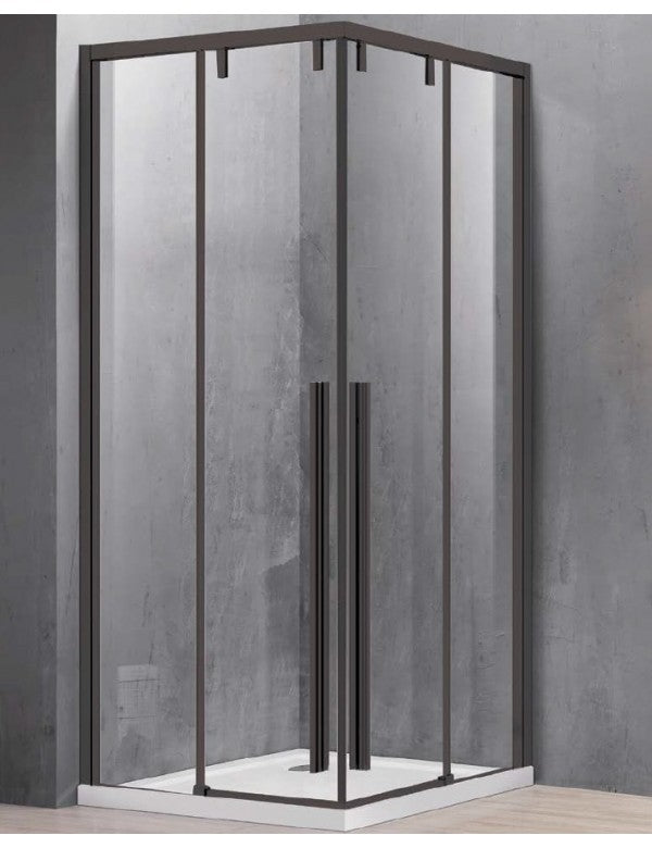 Parete doccia scorrevole SANTORINI 100 profilo nero 90 x200cm