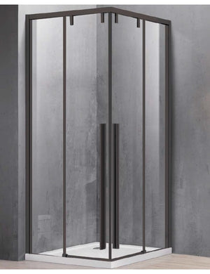 Parete doccia scorrevole SANTORINI 100 profilo nero 100 x200cm