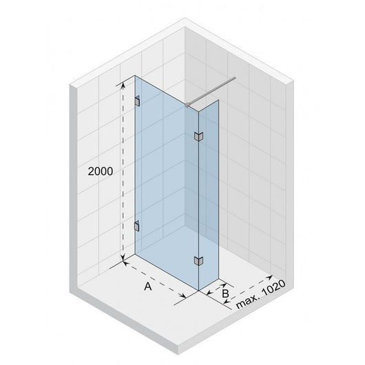 Box doccia walk-in con ribaltabile SCANDIC NXT 402 RIHO 100x200 cm con cerniere nere