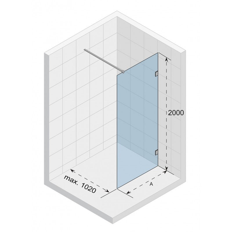 Parete doccia walk-in SCANDIC NXT 400 RIHO 140x200 cm con cerniere nere