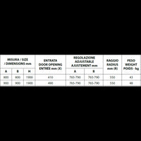 Pareti doccia 1/4 cerchio FLORA 200 90x90 x190 cm