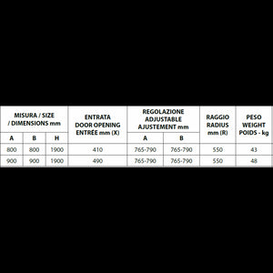 Pareti doccia 1/4 cerchio FLORA 200 80x80 x190 cm