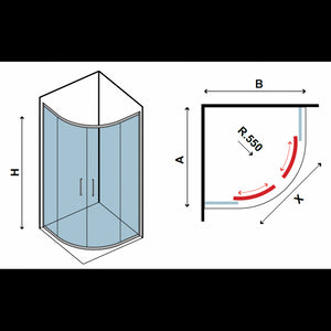 Pareti doccia 1/4 cerchio FLORA 200 90x90 x190 cm