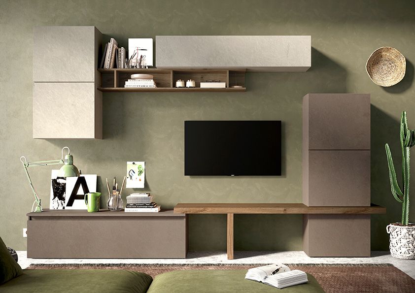Nuova Parete Attrezzata L.320 finitura Bronzo, Argilla e Mercure ZLCINFNCOMP19-1