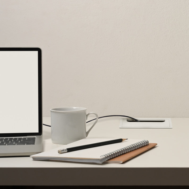 Passacavi da tavolo Emuca Quadrum, rettangolare, 159x80 mm, da incasso, Alluminio, Verniciato nero