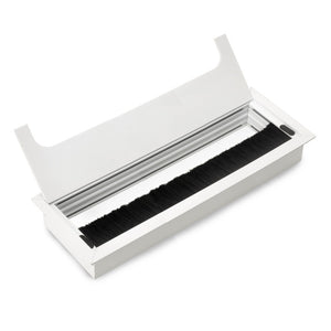 Passacavi da tavolo Emuca Quadrum, rettangolare, 269x80 mm, da incasso, Alluminio, Verniciato nero