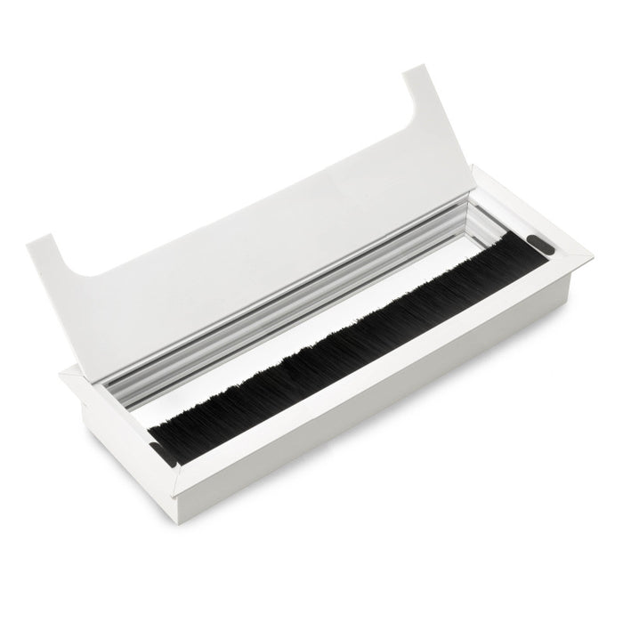 Passacavi da tavolo Emuca Quadrum, rettangolare, 269x80 mm, da incasso, Alluminio, Verniciato nero