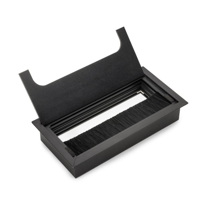 Passacavi da tavolo Emuca Quadrum, rettangolari, 269x80 mm, da incasso, Alluminio, Verniciato bianco