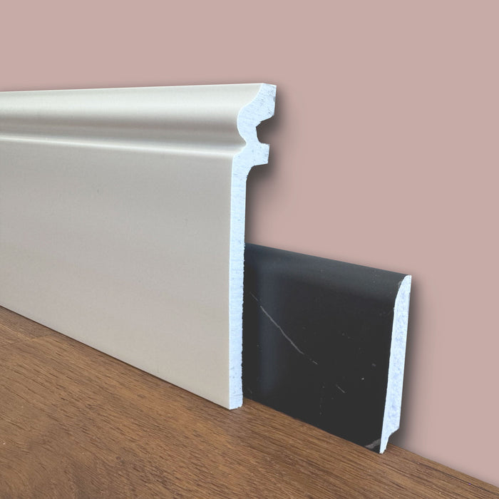 bancale da 100ml di Battiscopa COPRIMARMO DUCALE in POLIMERI linea BASICBOARD  138x22mm - BIANCO